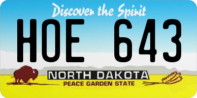 ND license plate HOE643