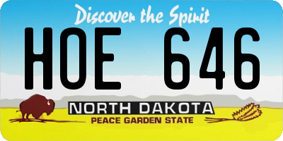 ND license plate HOE646