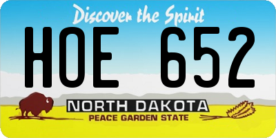 ND license plate HOE652