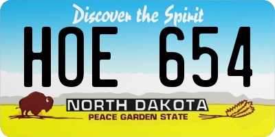 ND license plate HOE654