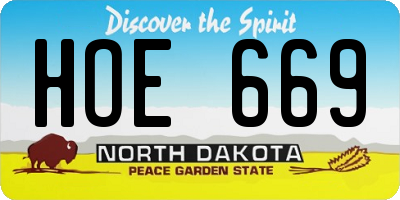 ND license plate HOE669