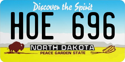 ND license plate HOE696