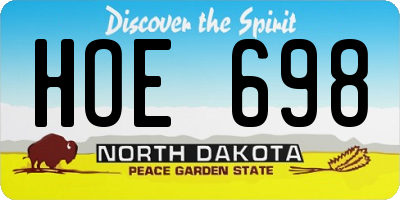 ND license plate HOE698