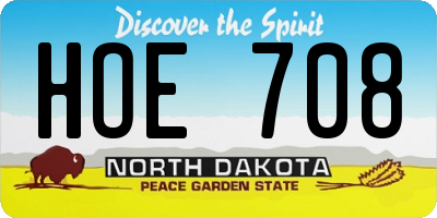 ND license plate HOE708