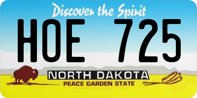 ND license plate HOE725