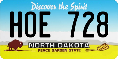 ND license plate HOE728