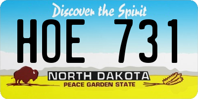 ND license plate HOE731