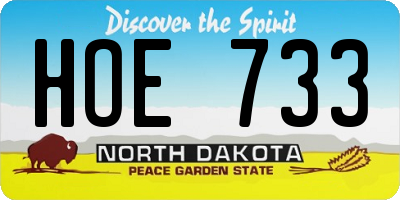 ND license plate HOE733