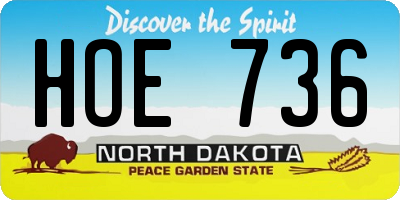 ND license plate HOE736