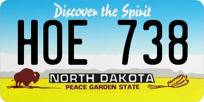 ND license plate HOE738
