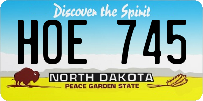 ND license plate HOE745