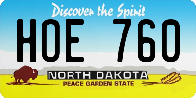ND license plate HOE760