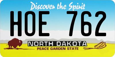ND license plate HOE762