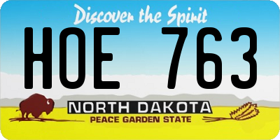 ND license plate HOE763