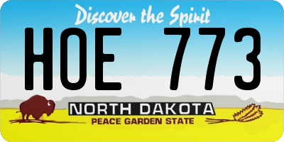 ND license plate HOE773