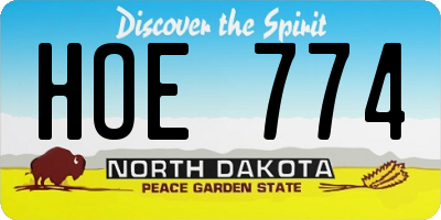 ND license plate HOE774