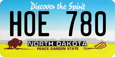 ND license plate HOE780