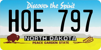 ND license plate HOE797