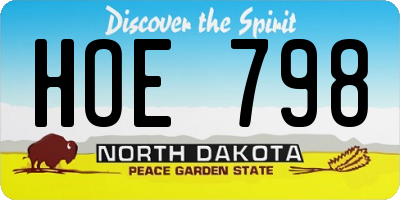 ND license plate HOE798