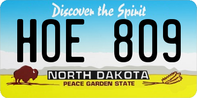 ND license plate HOE809