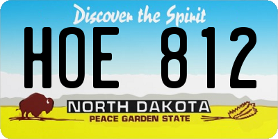 ND license plate HOE812