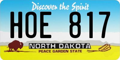 ND license plate HOE817