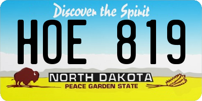 ND license plate HOE819