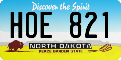 ND license plate HOE821