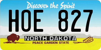 ND license plate HOE827