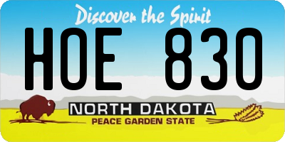 ND license plate HOE830
