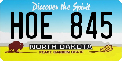 ND license plate HOE845