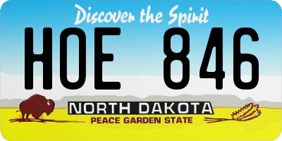 ND license plate HOE846