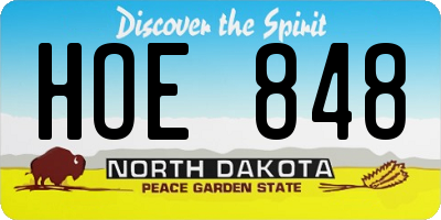 ND license plate HOE848