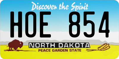 ND license plate HOE854