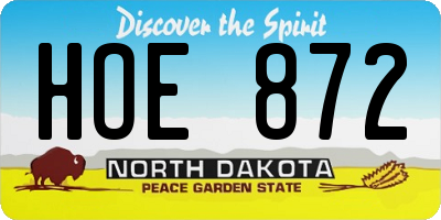 ND license plate HOE872