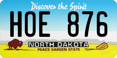ND license plate HOE876