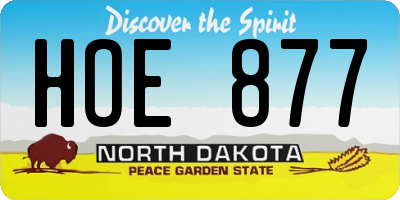 ND license plate HOE877