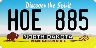 ND license plate HOE885