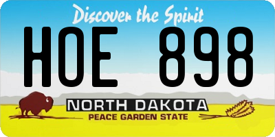 ND license plate HOE898