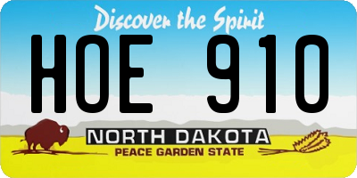 ND license plate HOE910