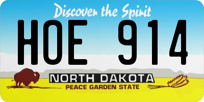 ND license plate HOE914