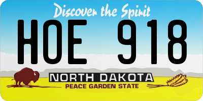 ND license plate HOE918