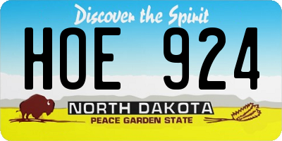 ND license plate HOE924