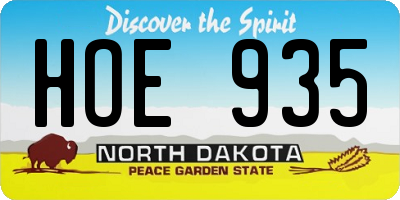ND license plate HOE935
