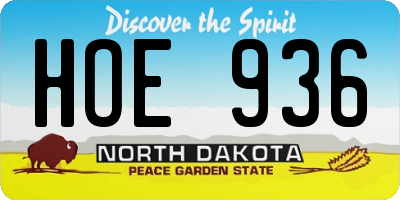 ND license plate HOE936
