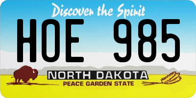 ND license plate HOE985