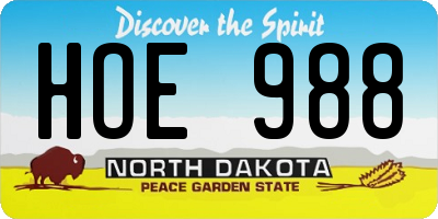 ND license plate HOE988