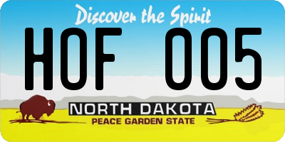 ND license plate HOF005