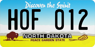ND license plate HOF012