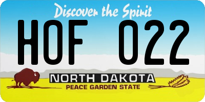 ND license plate HOF022